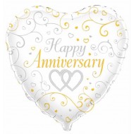 Happy Anniversary Linked Hearts Balloon